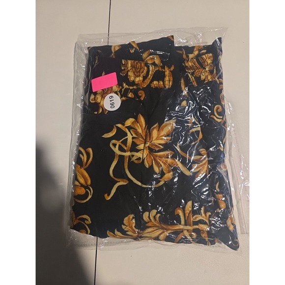 Connections Related Black Gold Baroque Print Midi Skirt. Women's Elastic Waist - Picture 5 of 5